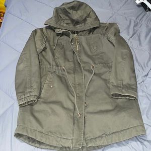 Hooded olive green jacket